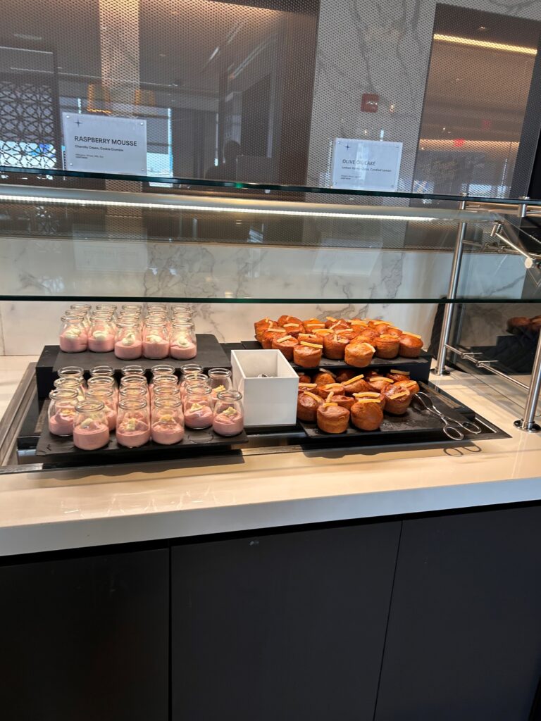 a display case with food on it