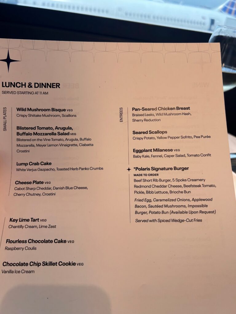 a menu of a restaurant