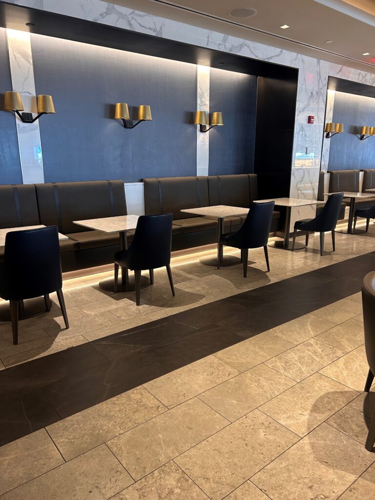 a room with a table and chairs