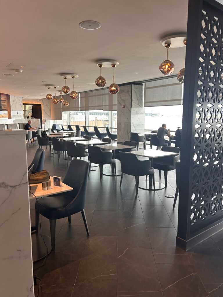 a room with tables and chairs