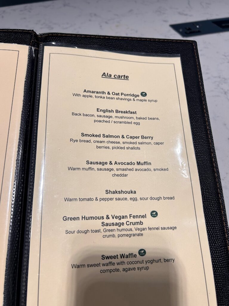 a menu in a restaurant
