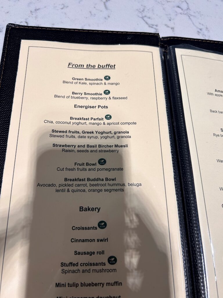 a menu of a restaurant