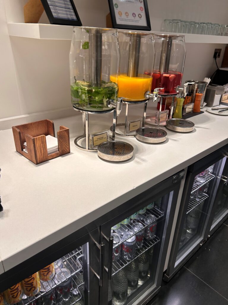 a group of drinks on a counter