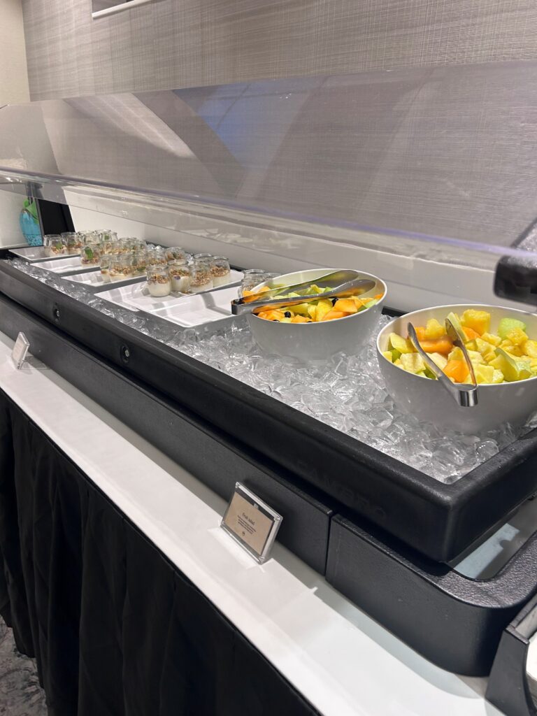 food on ice in a buffet