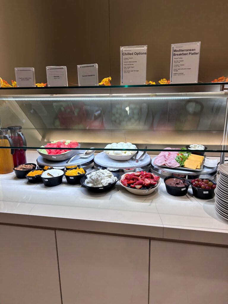 a display case with food on it