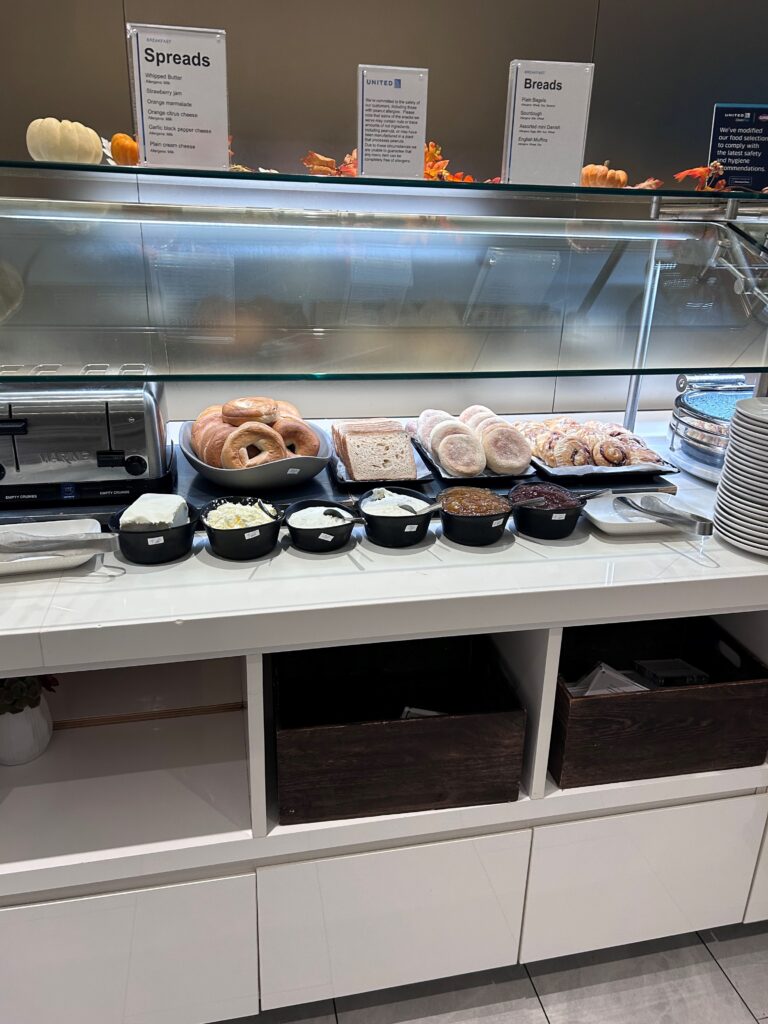 a counter with food on it