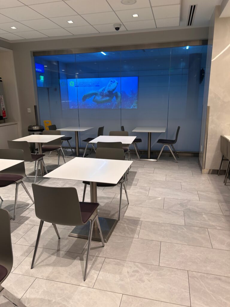 a room with tables and chairs