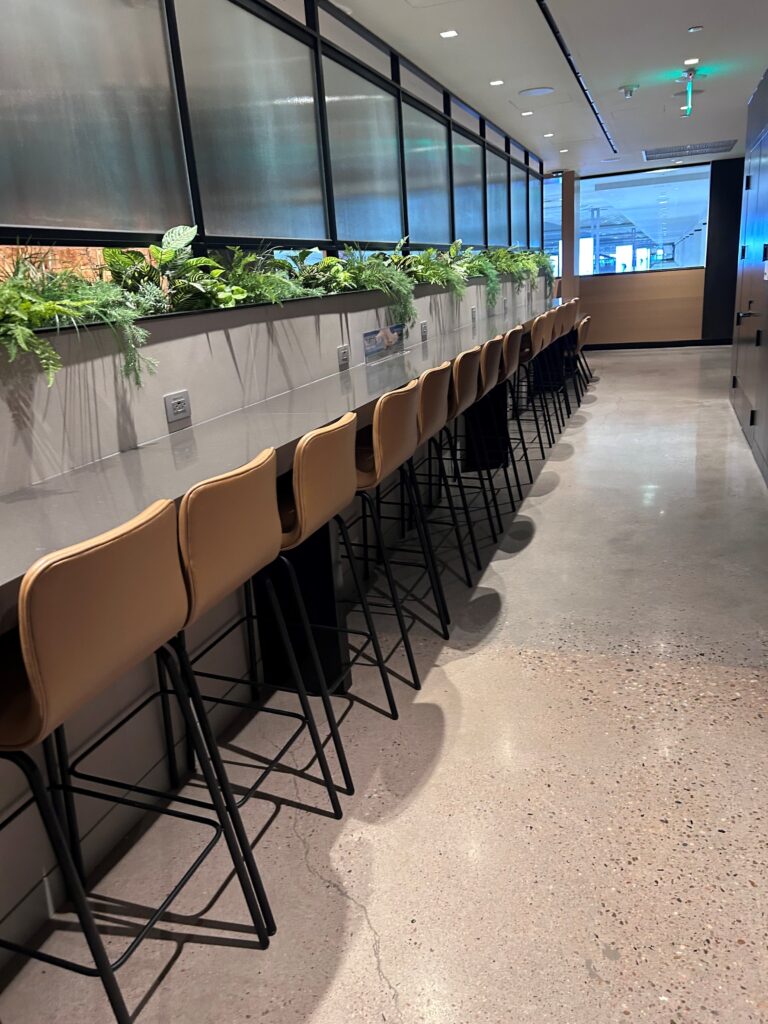 a row of chairs in a room