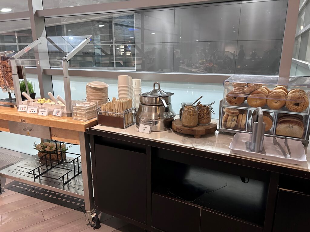 a counter with food on it