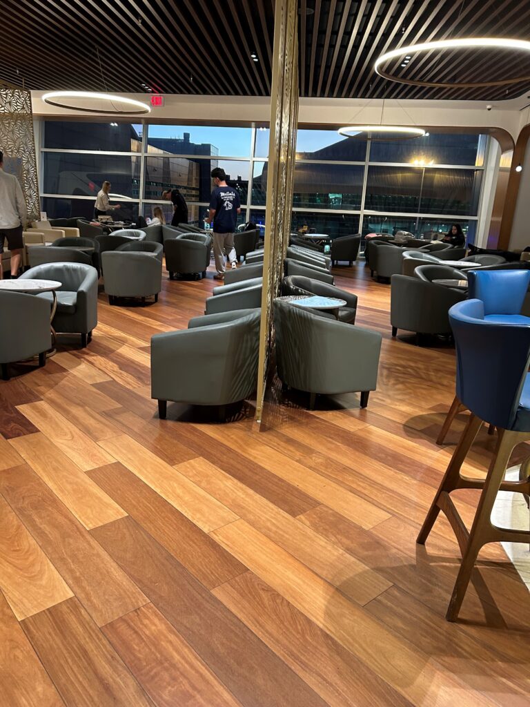 a room with chairs and tables