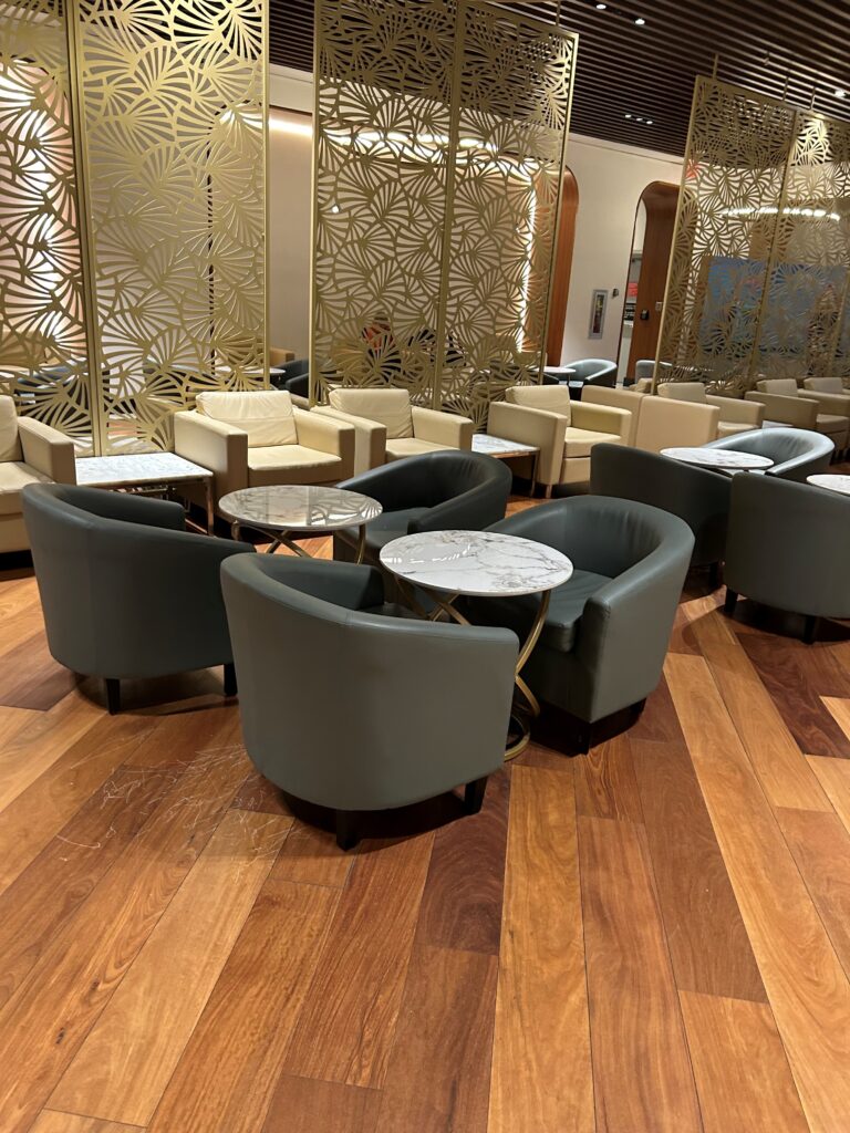 a room with chairs and tables