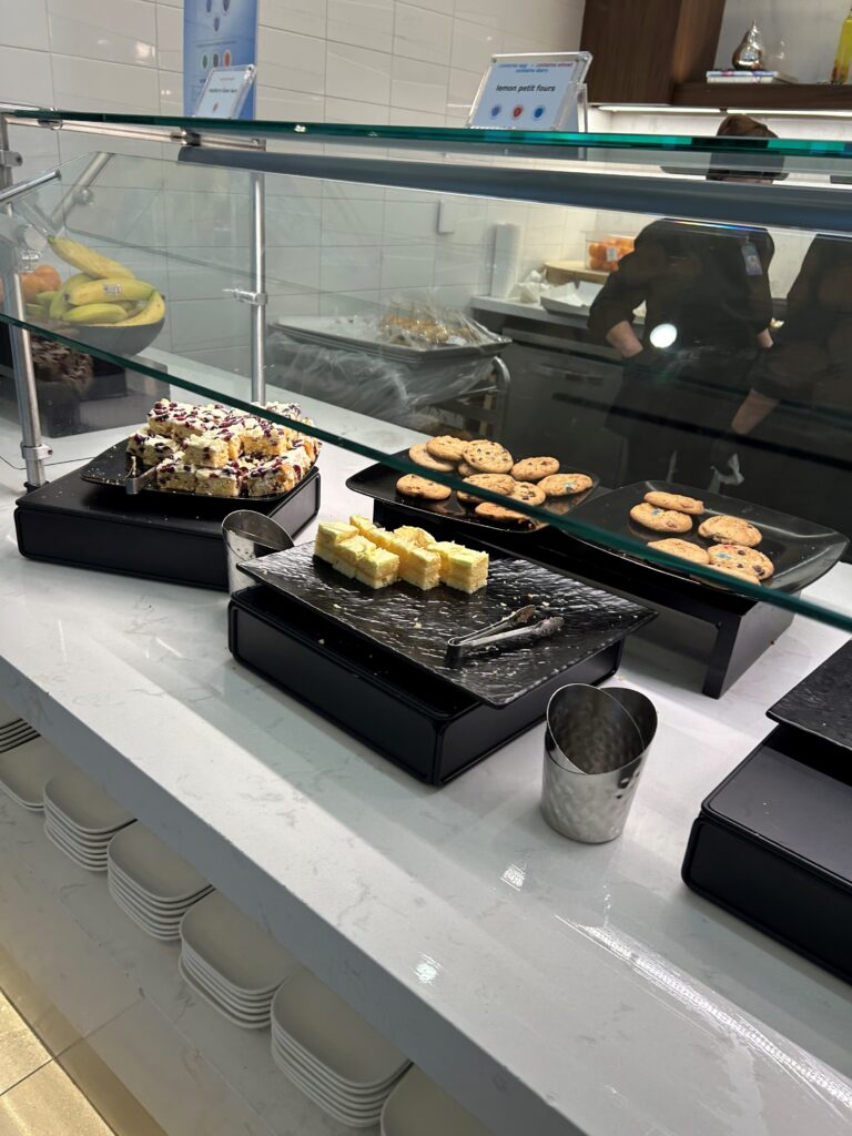 a display case with food on it