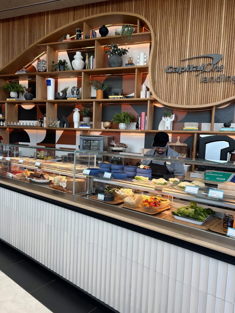 a counter with food on it