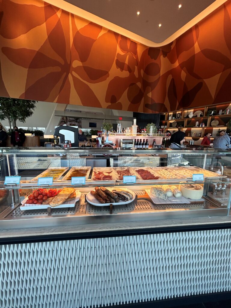 a display case with food on it