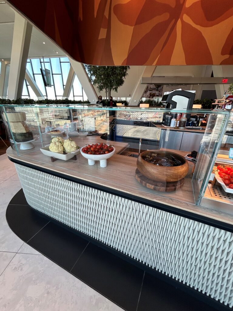 a counter with food on it