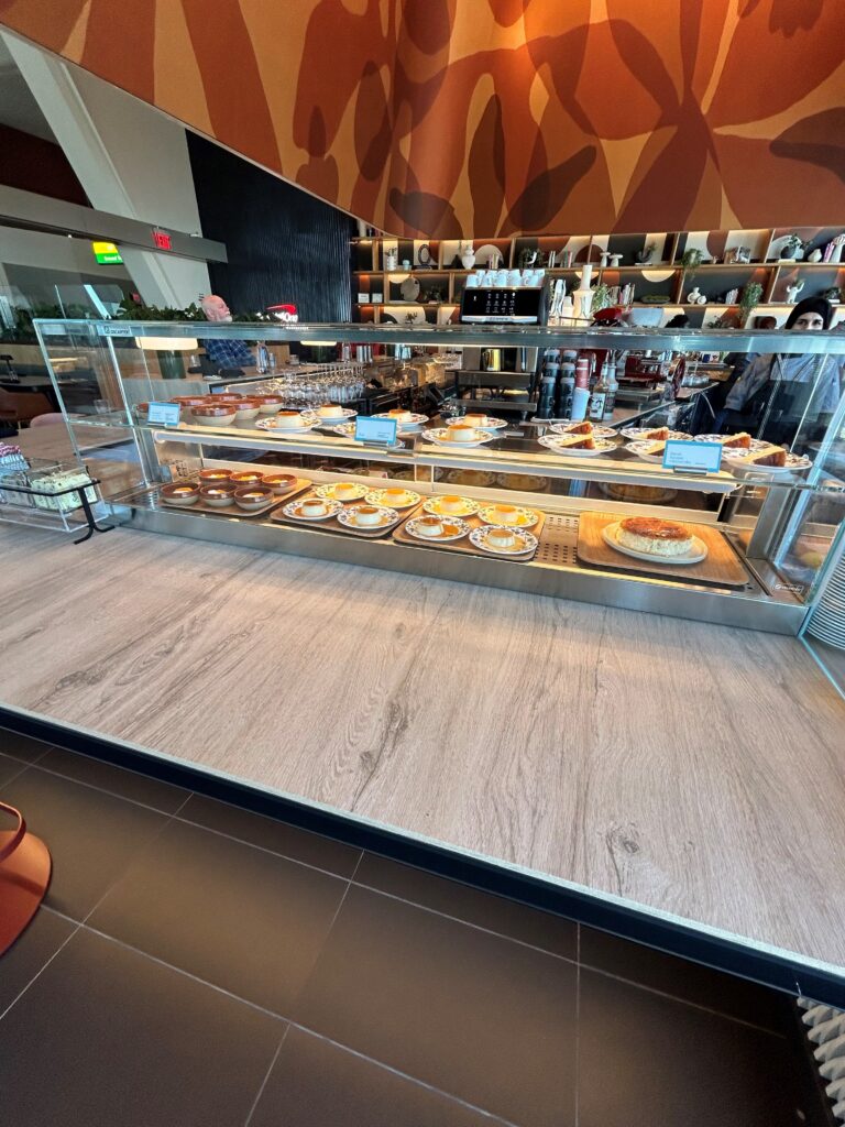 a display case with food on it