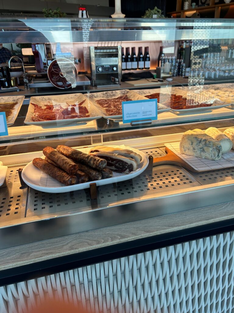a display case with food on it