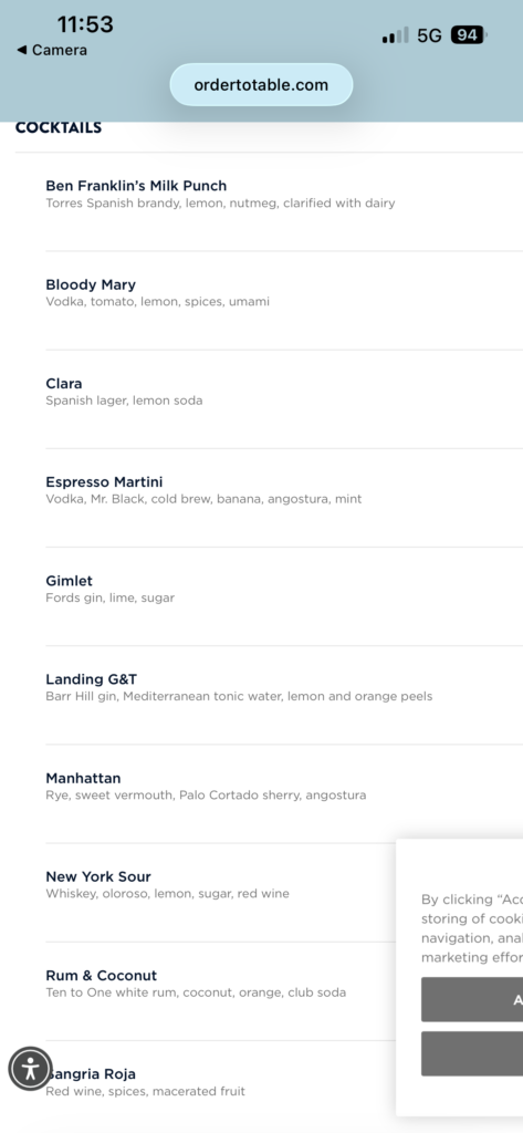 a screenshot of a menu