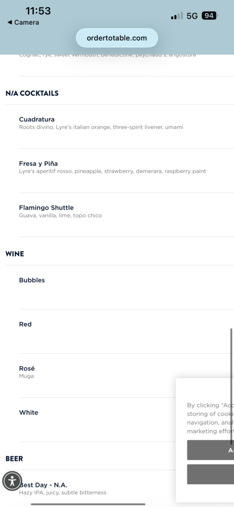 a screenshot of a menu