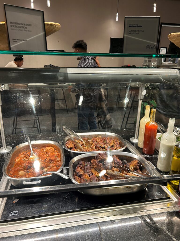 a food in a glass case