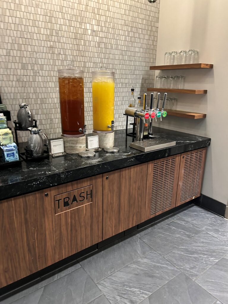 a group of drinks on a counter