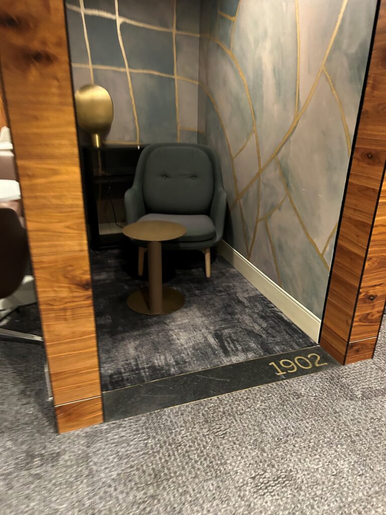 a chair and table in a room