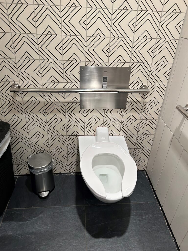 a toilet in a bathroom