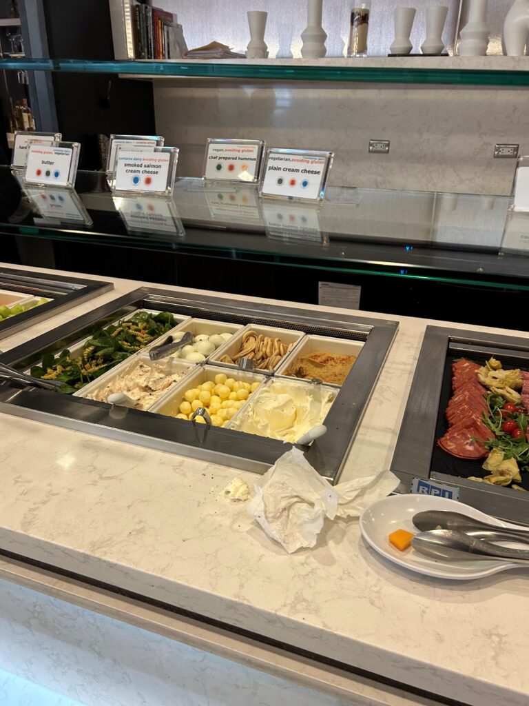 a buffet with food in containers