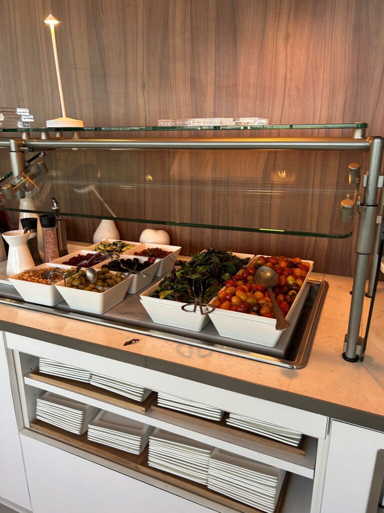a buffet with different types of food