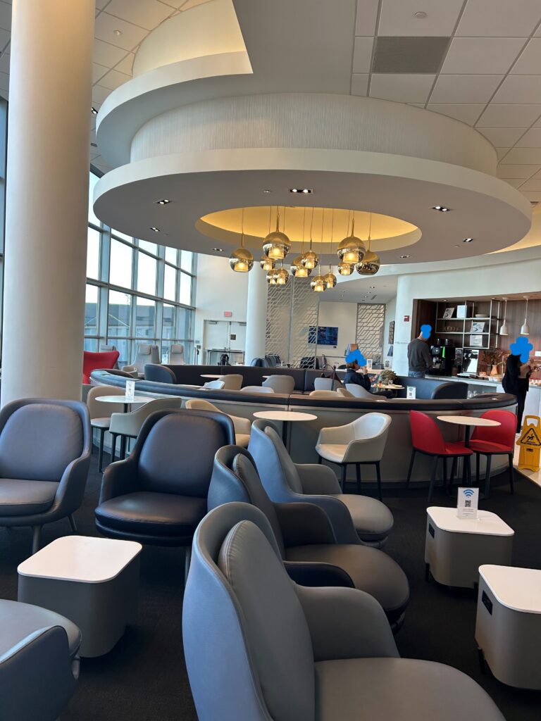 a room with chairs and tables