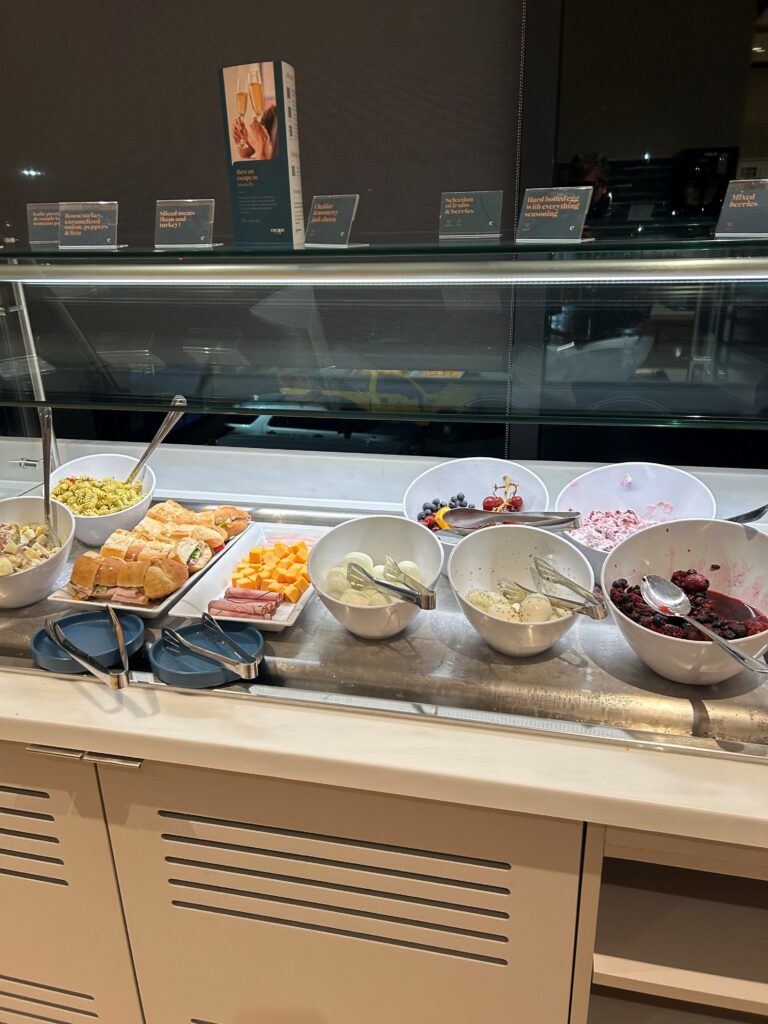 a buffet with different types of food