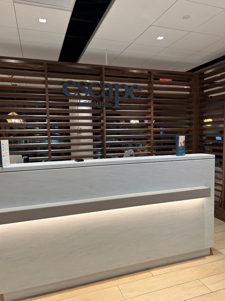 a reception desk in a room