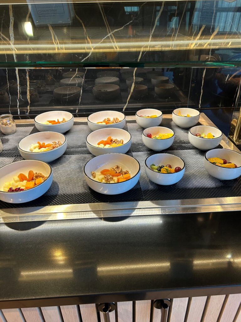a group of bowls of food