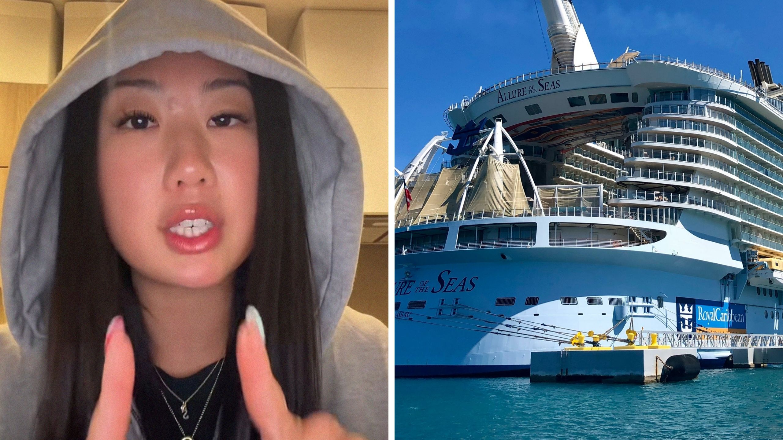 woman shares air bnb issue (l) air bnb app (r)