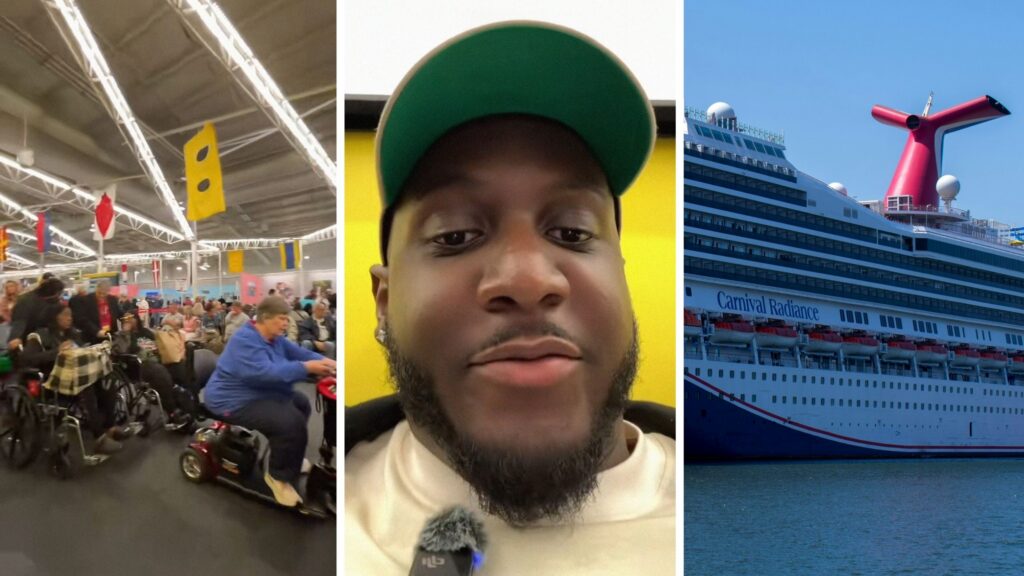 group of seniors (l) man shares cruise experience (c) carnival cruise (r)