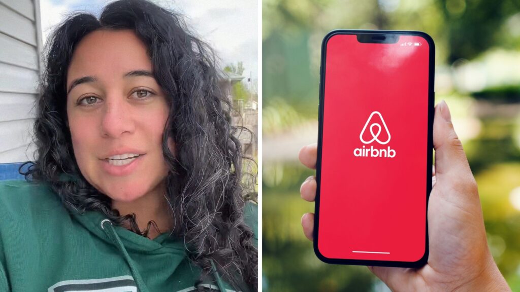 woman shares air bnb creepy encounter (l) Air bnb app (r)