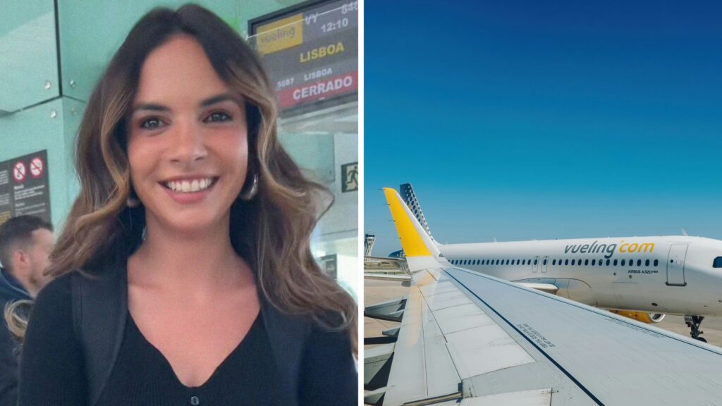 woman shares flight issue (l) Vueling airlines (r)