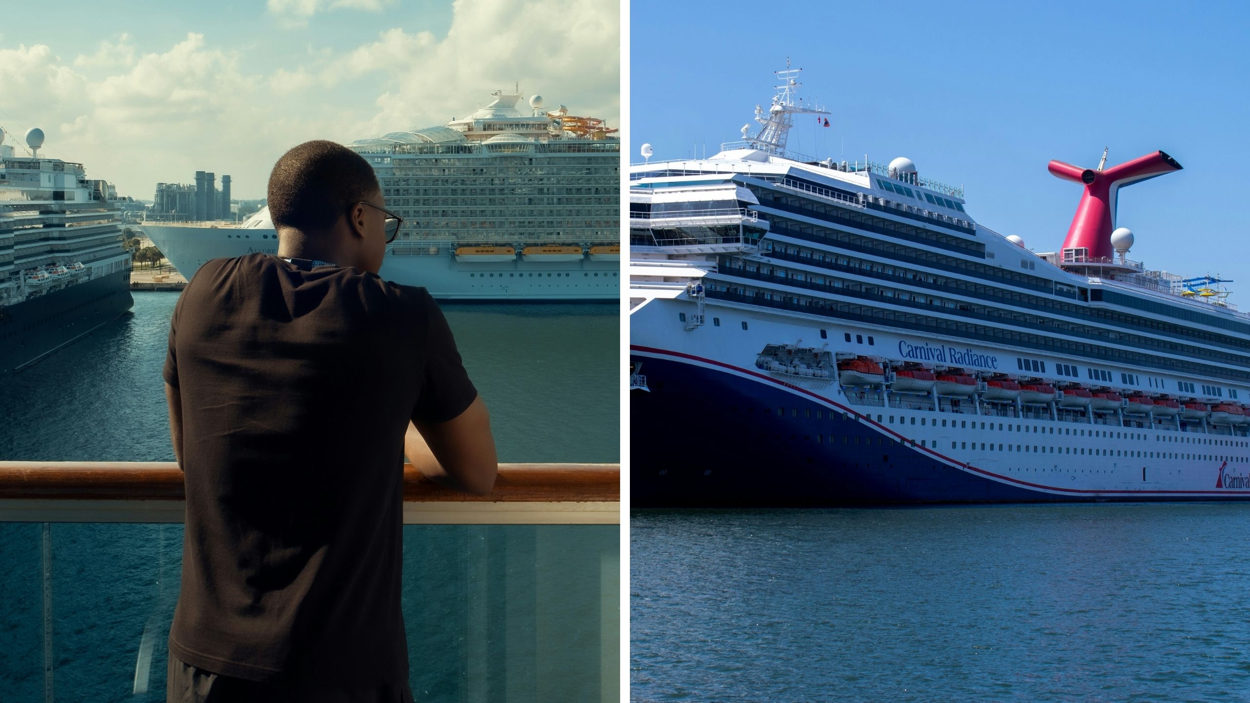 man shares cruise experience (l) Carnival cruise (r)