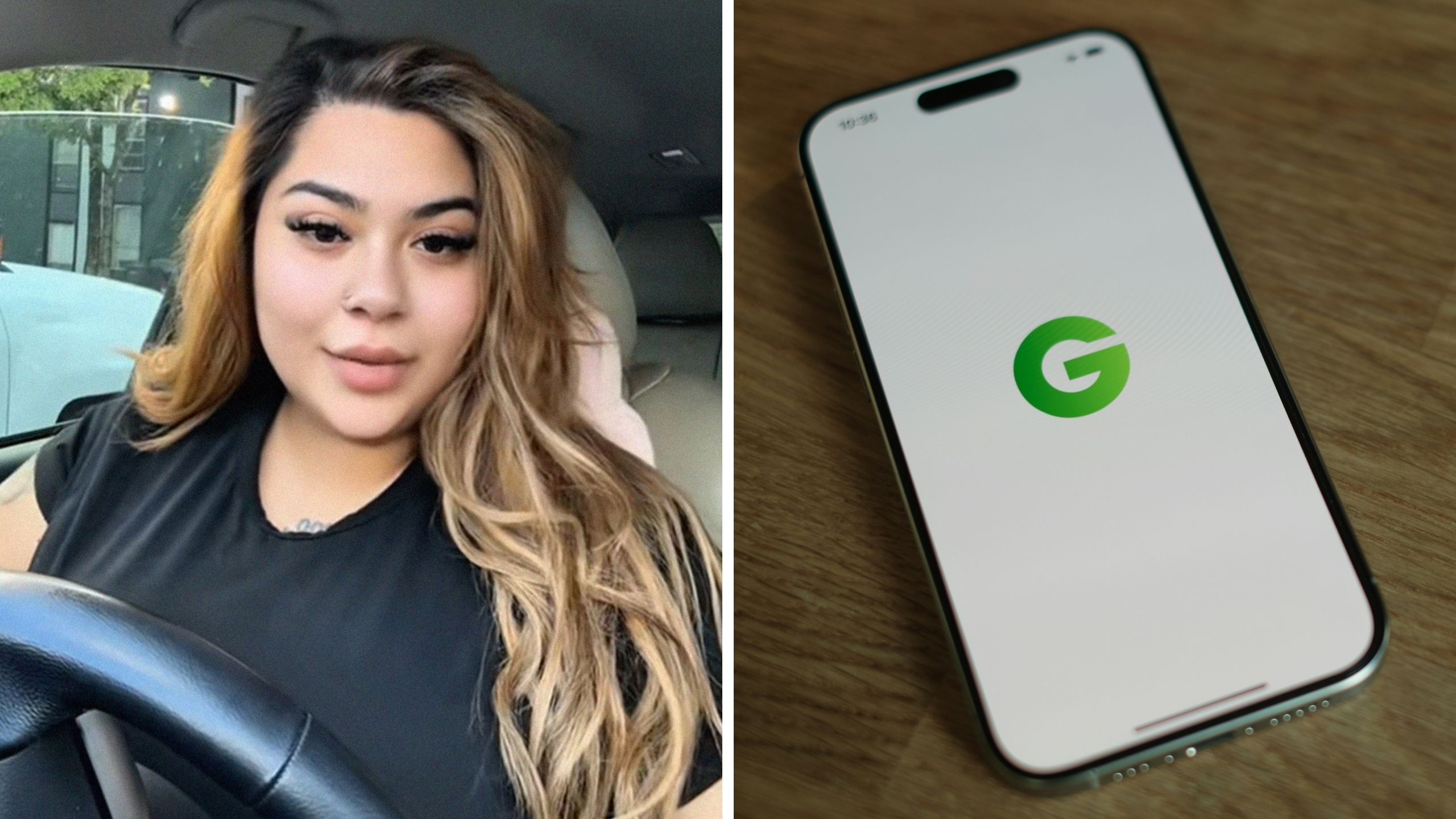 woman shares Groupon adventure (l) GroupOn app (r)