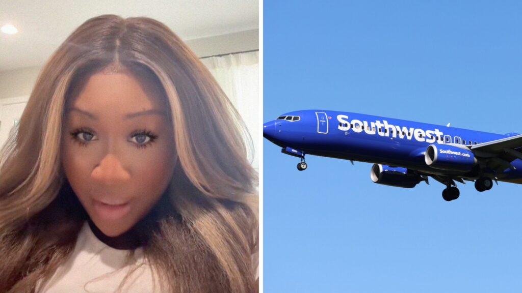 woman shares airline issue (l) Southwest airlines (r)