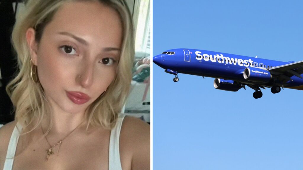 woman shares southwest airlines experience (l) Southwest airlines aircraft (r)