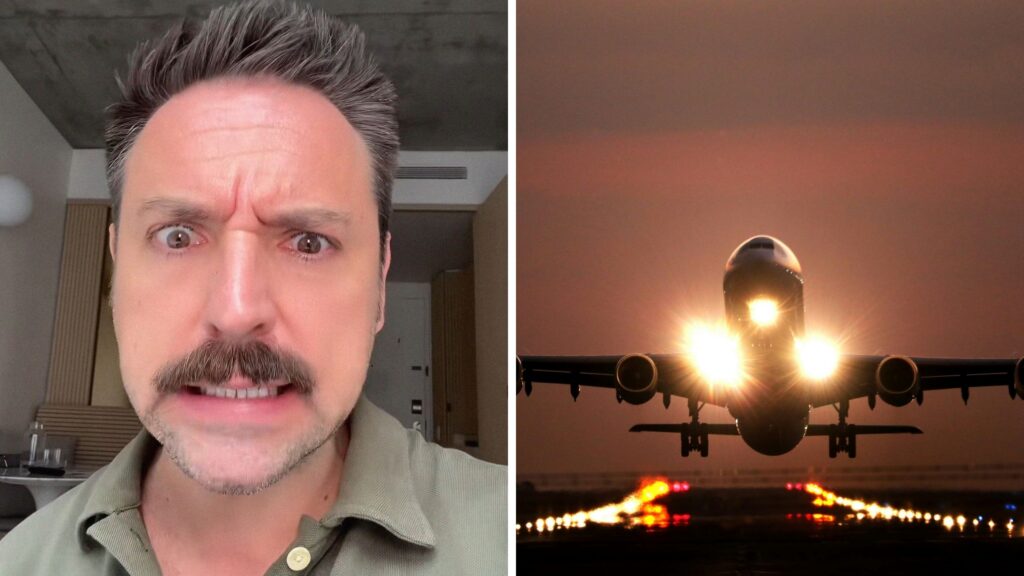 man shares flight experience (l) Plane recently took off (r)