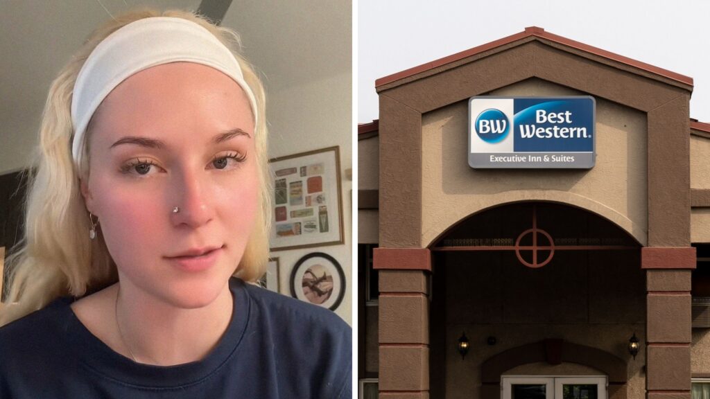 woman shares scary hotel experience (l) Best Western hotel (r)