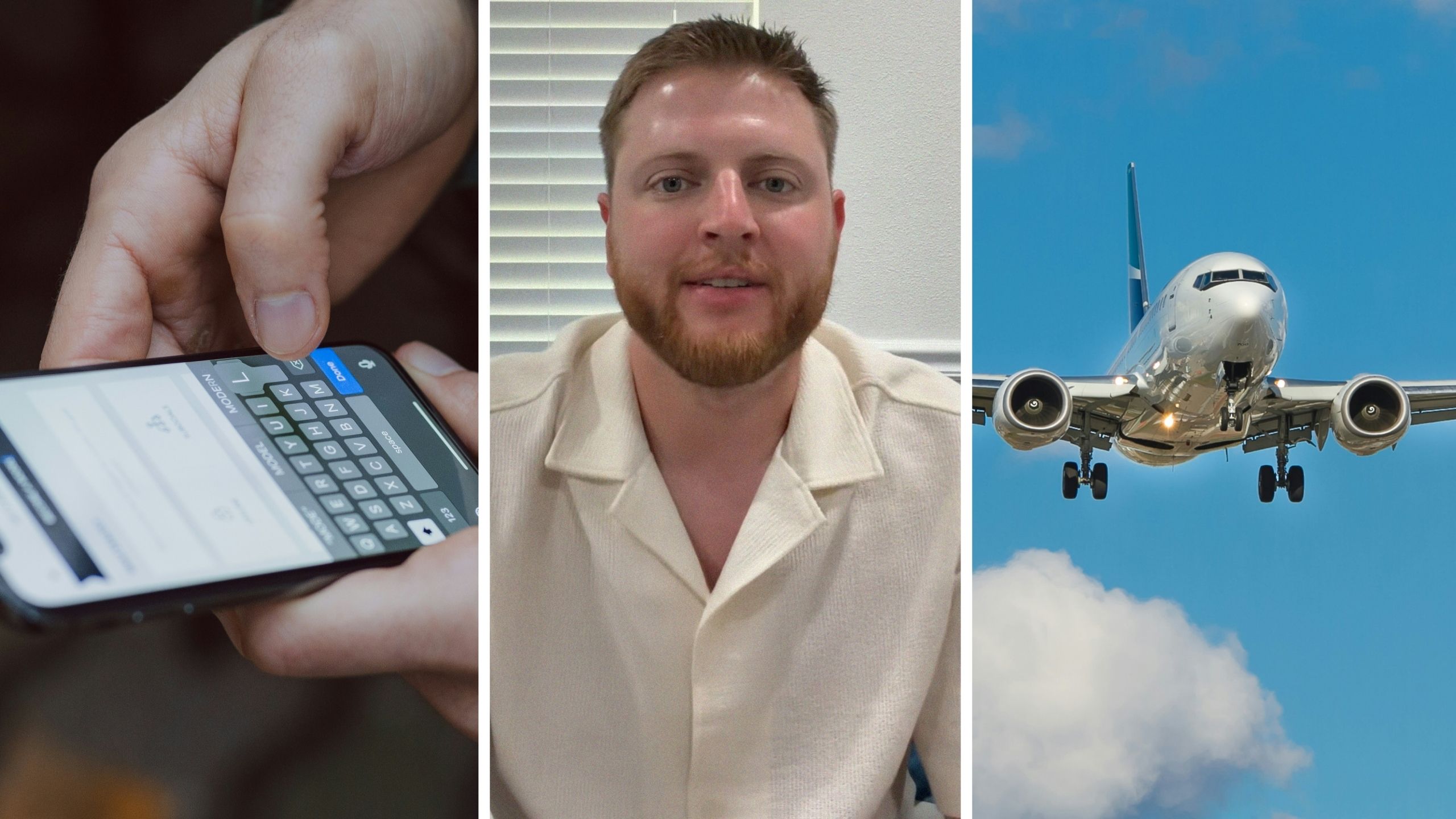 no response to texting (l) man shares dating experience (c) flight to Tampa (r)