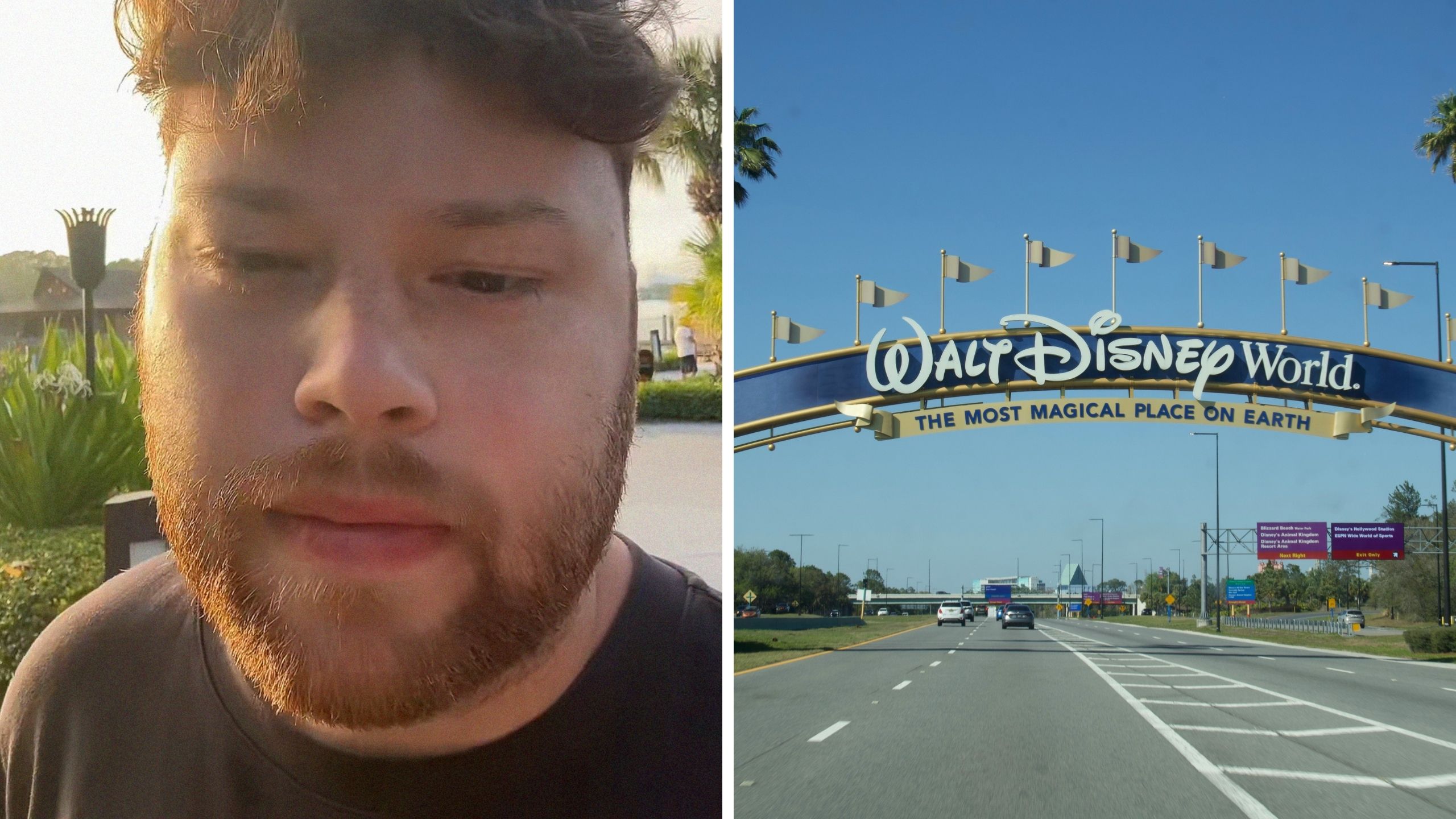 man shares Disney resort hack (l) Disney entrance (r)