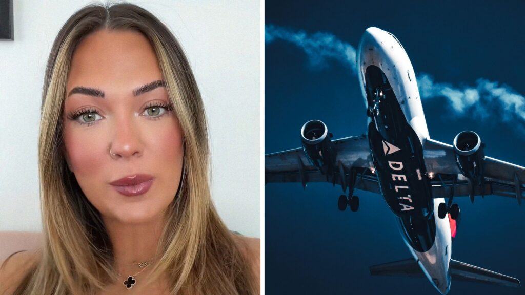 woman shares travelling issue (l) Delta airlines (r)